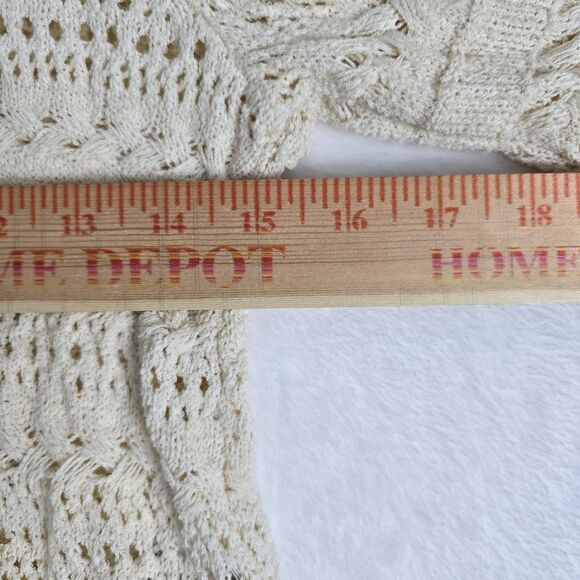 Madewell Scalloped-Trim Open Knit Sweater Tee XXS Sand Cotton Blend Boho - Picture 7 of 11